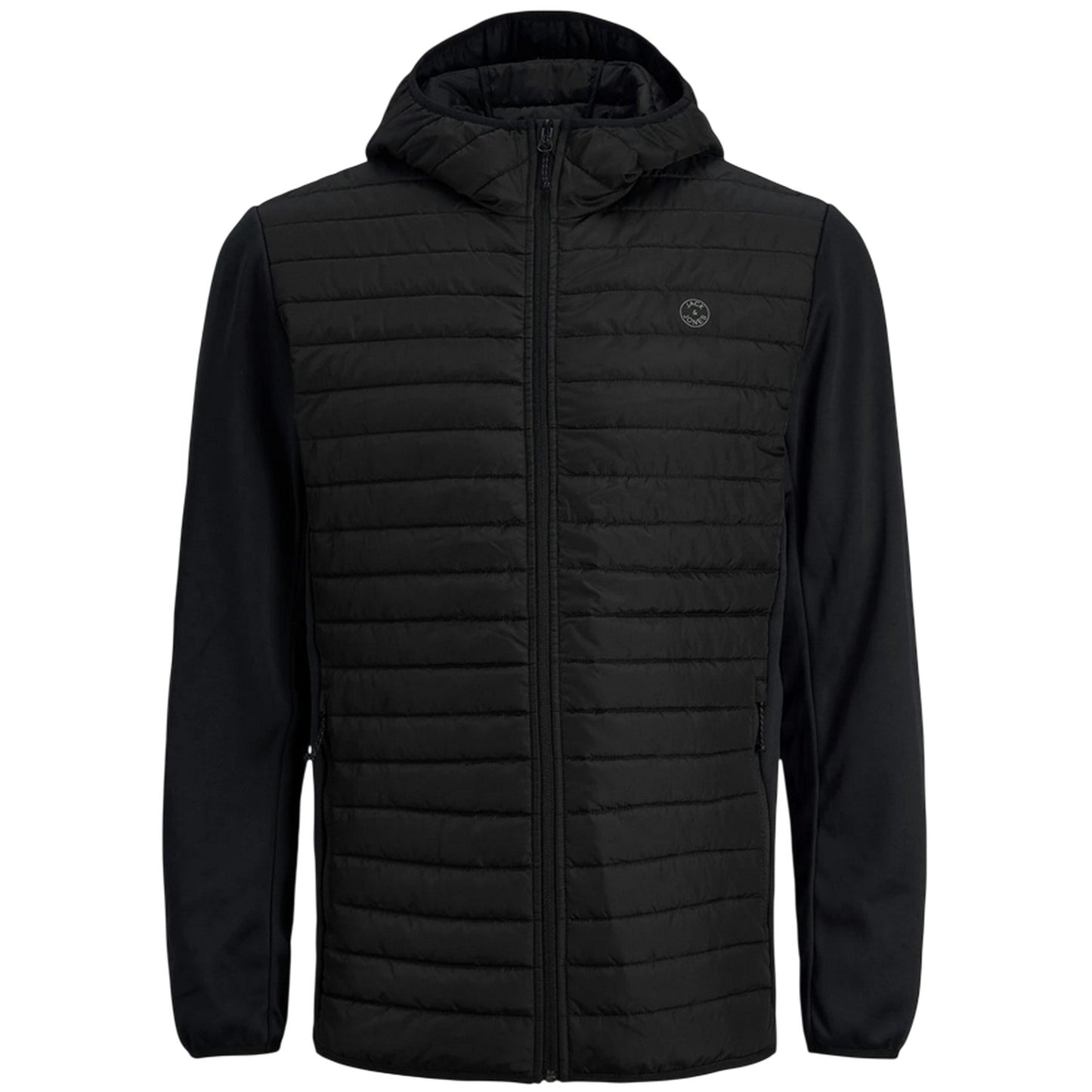 Black - Front - Jack And Jones Mens Quilted Plus Long-Sleeved Hybrid Jacket