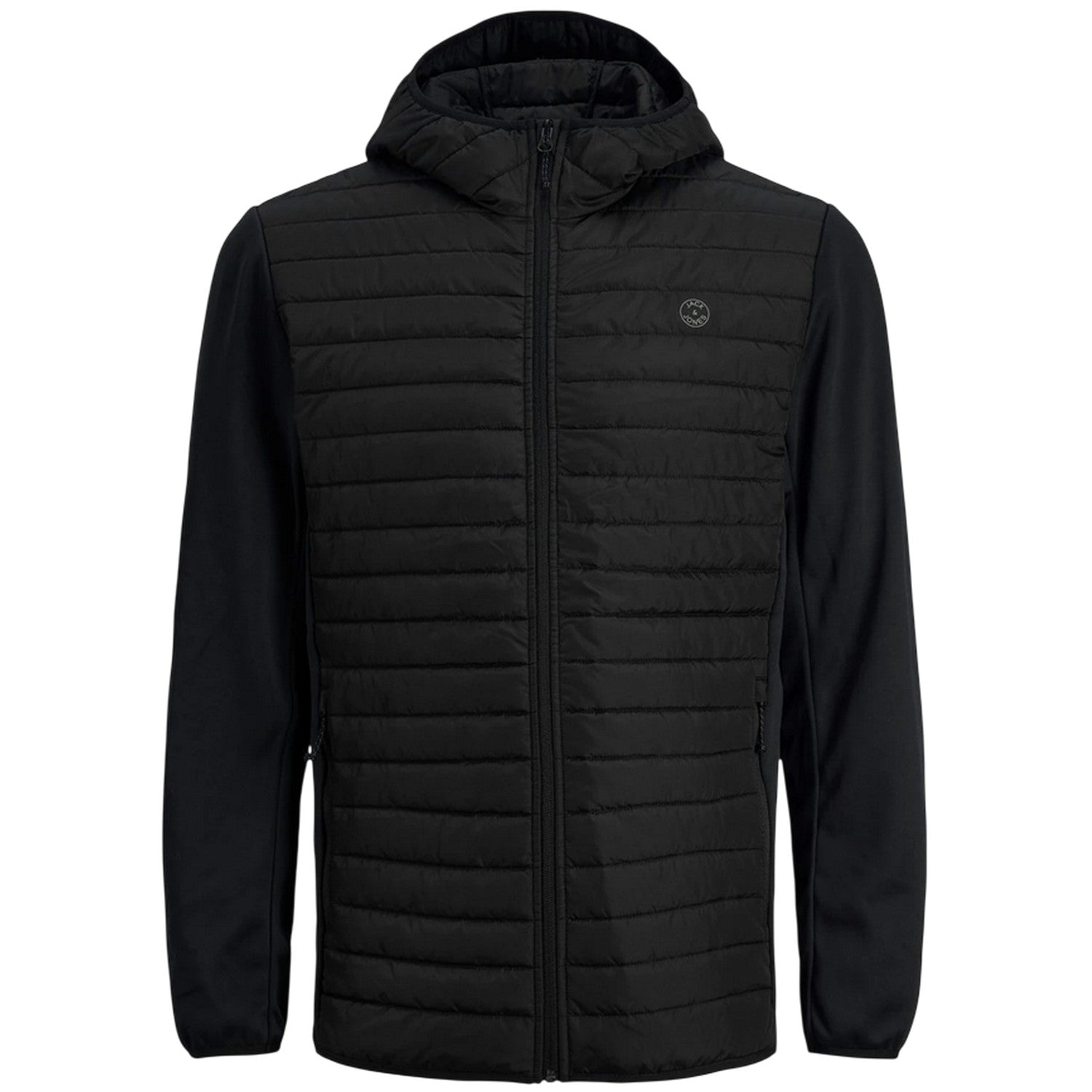 Black - Front - Jack And Jones Mens Quilted Plus Long-Sleeved Hybrid Jacket