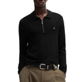 Black - Side - Hugo Mens Sastoon Stacked Logo Knitted Quarter Zip Polo Shirt