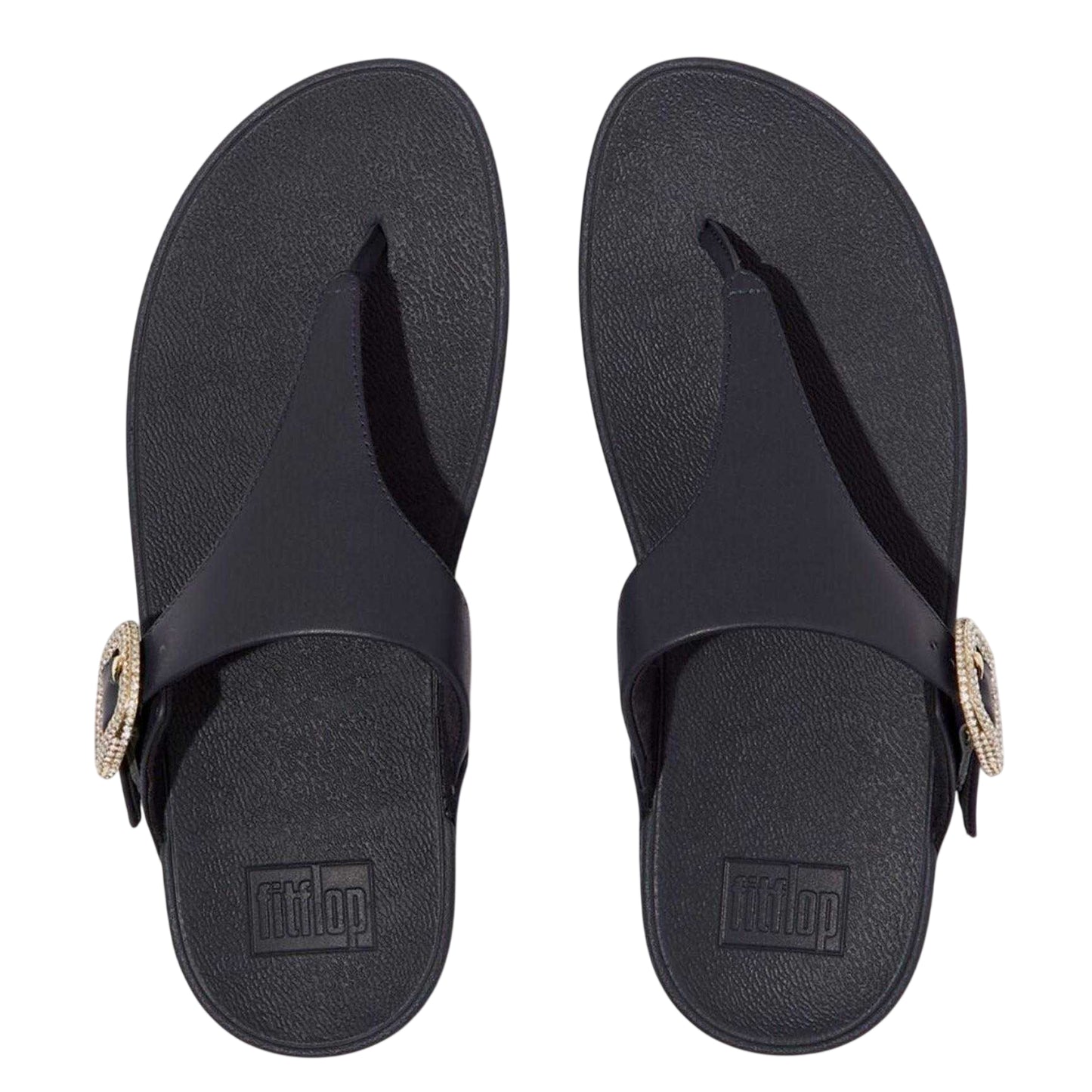Navy - Lifestyle - FitFlop Womens-Ladies Lulu Embellished Leather Wedge Sandals