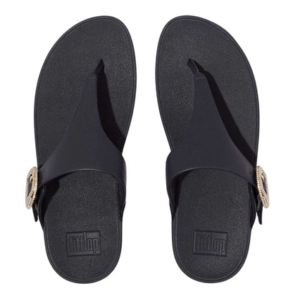 Navy - Lifestyle - FitFlop Womens-Ladies Lulu Embellished Leather Wedge Sandals