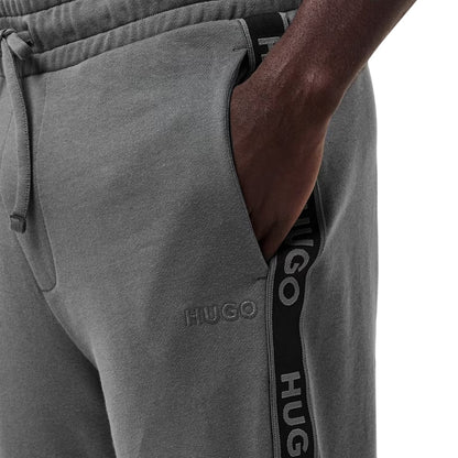 Grey - Side - Hugo Mens Liam Cotton Logo Joggers