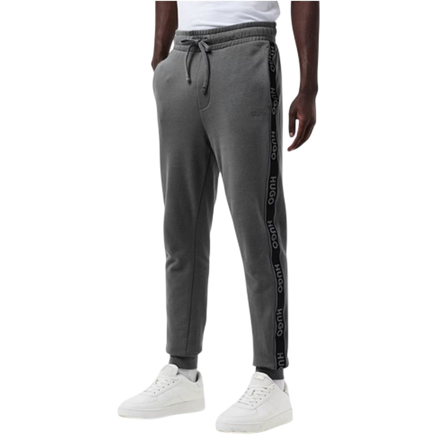 Grey - Lifestyle - Hugo Mens Liam Cotton Logo Joggers