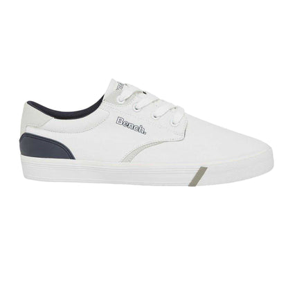 White - Front - Bench Mens Briscoe Canvas Flat Trainers