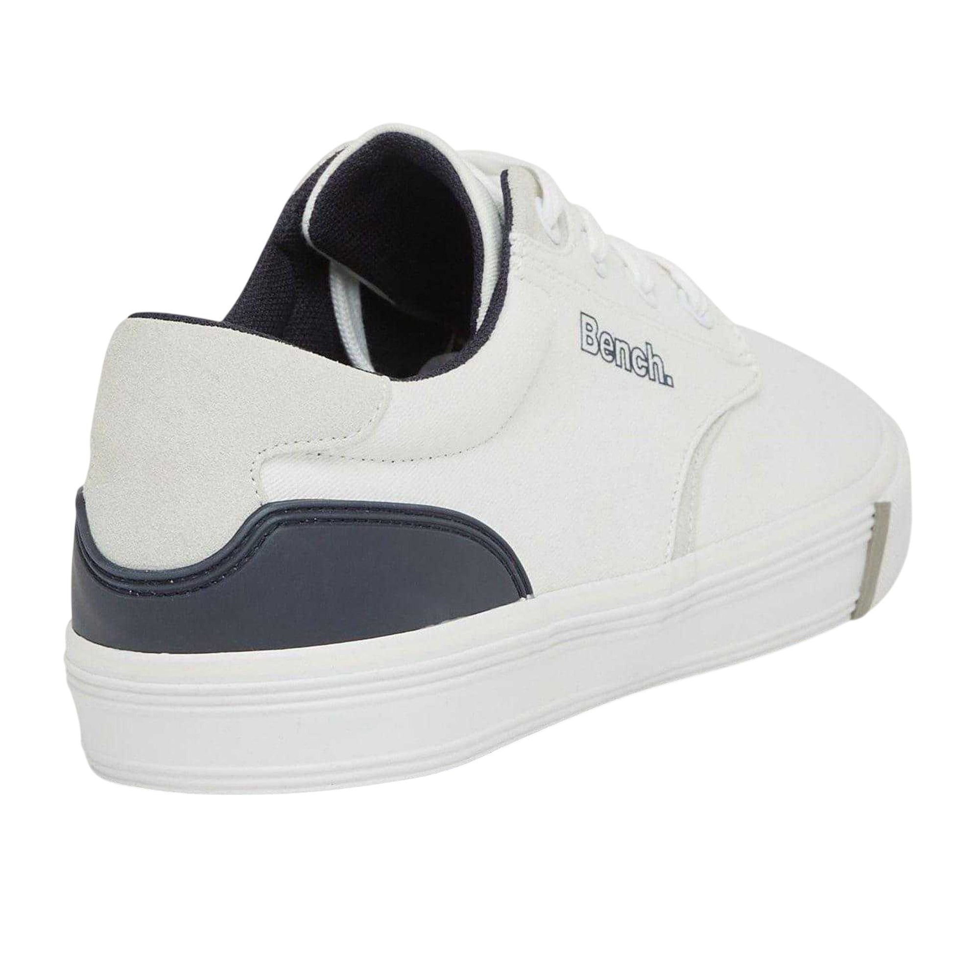 White - Back - Bench Mens Briscoe Canvas Flat Trainers