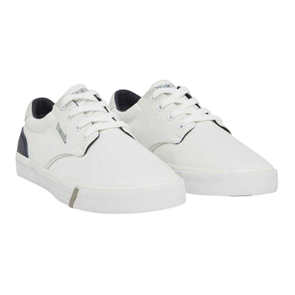 White - Side - Bench Mens Briscoe Canvas Flat Trainers