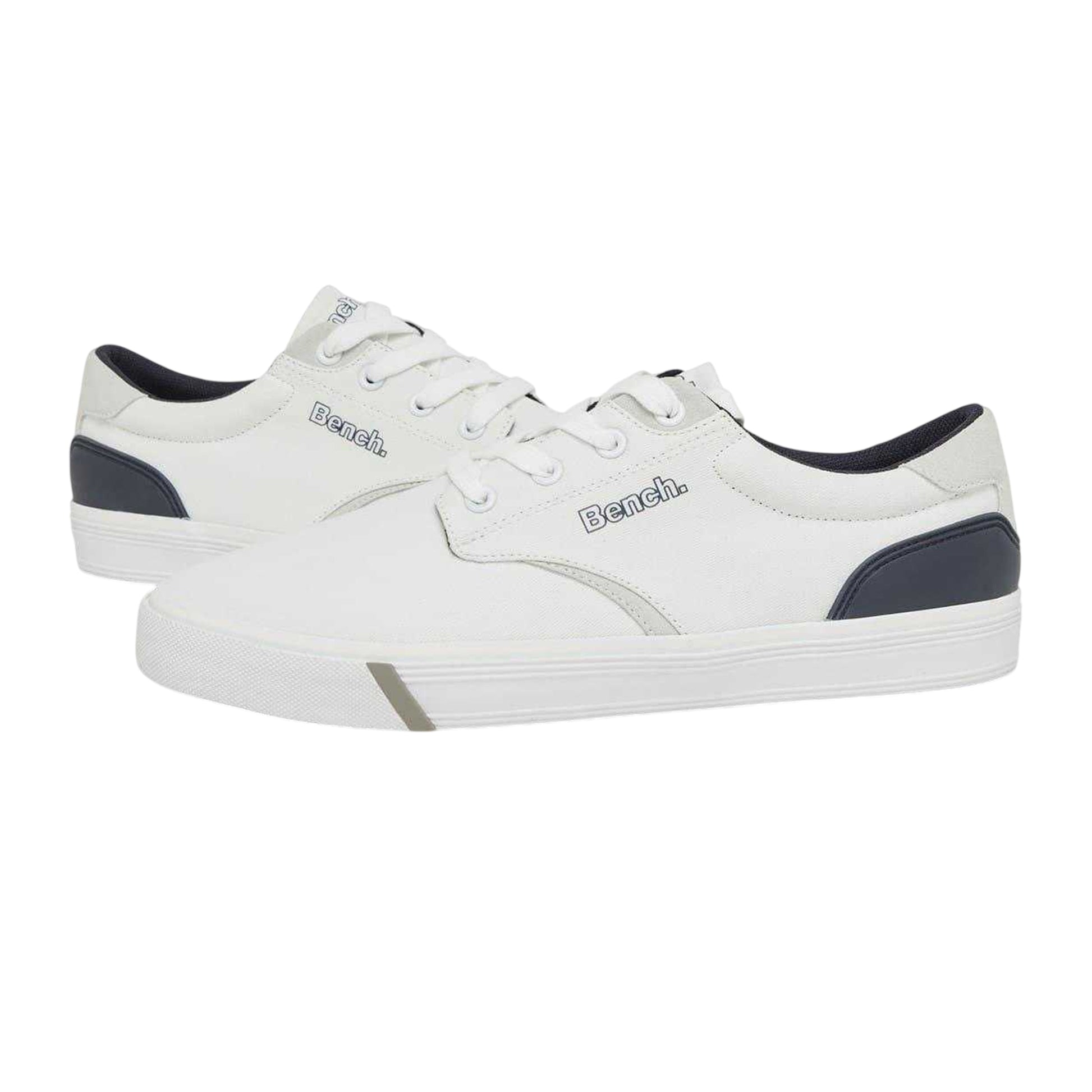White - Pack Shot - Bench Mens Briscoe Canvas Flat Trainers