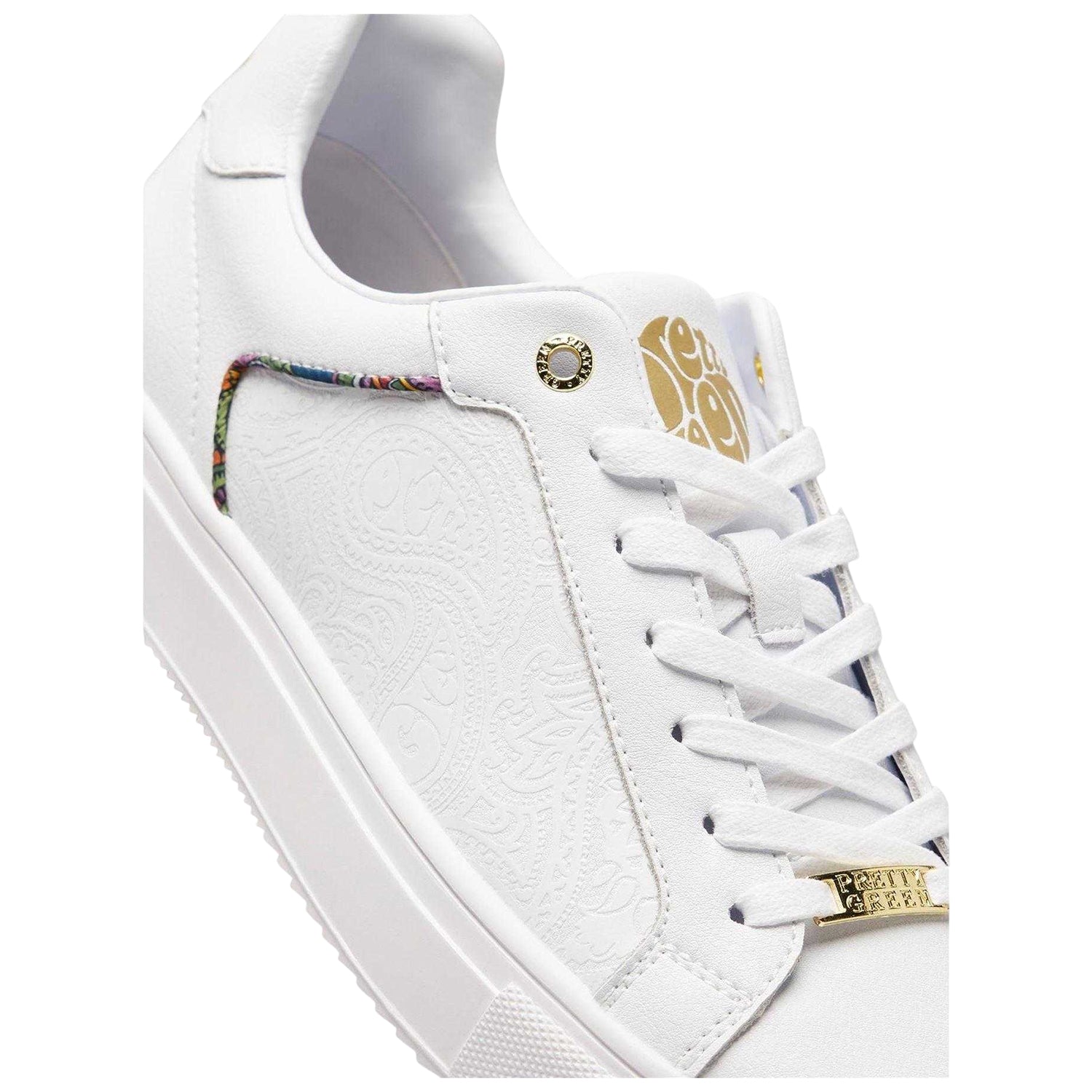 White - Back - Pretty Green Mens Cali Multi Paisley Trainers