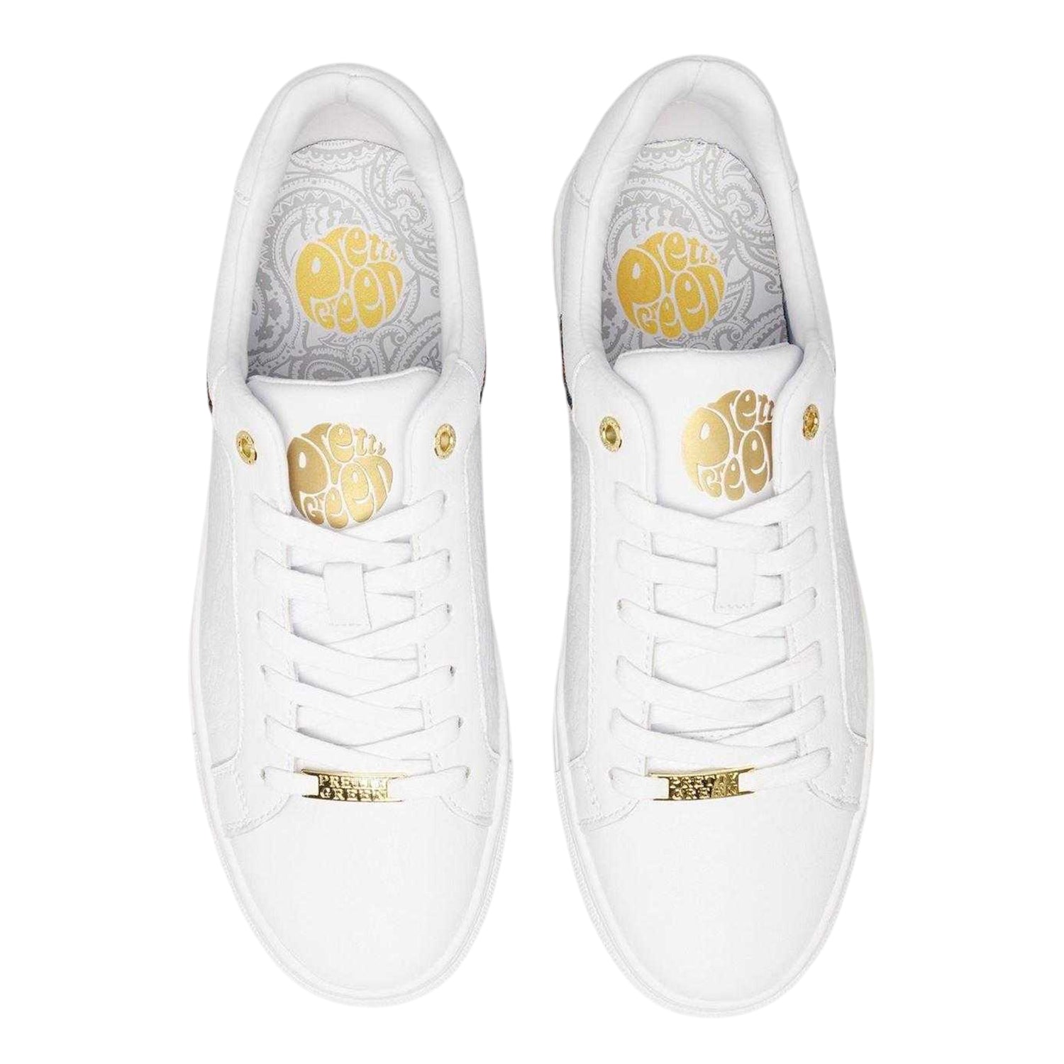 White - Side - Pretty Green Mens Cali Multi Paisley Trainers