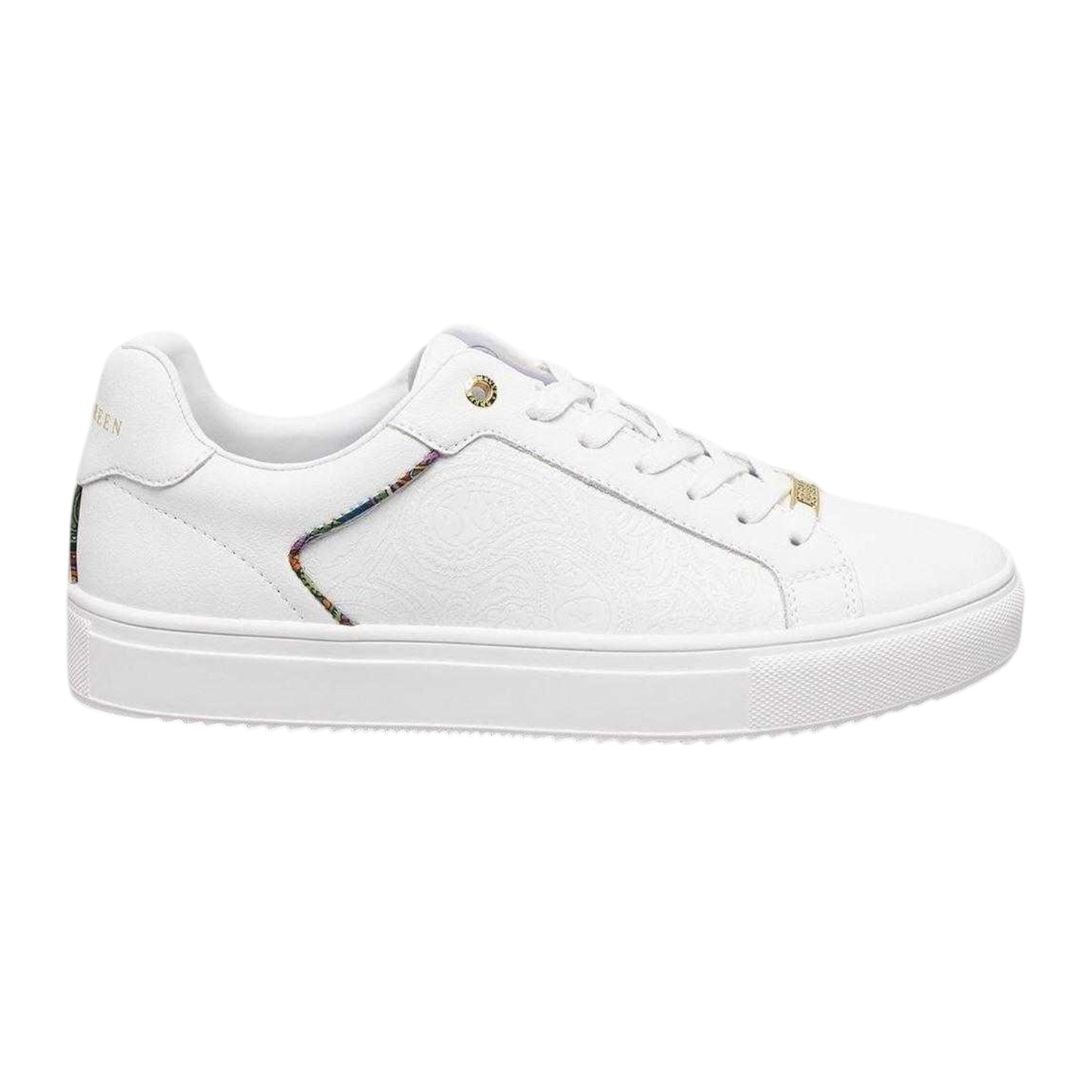 White - Front - Pretty Green Mens Cali Multi Paisley Trainers