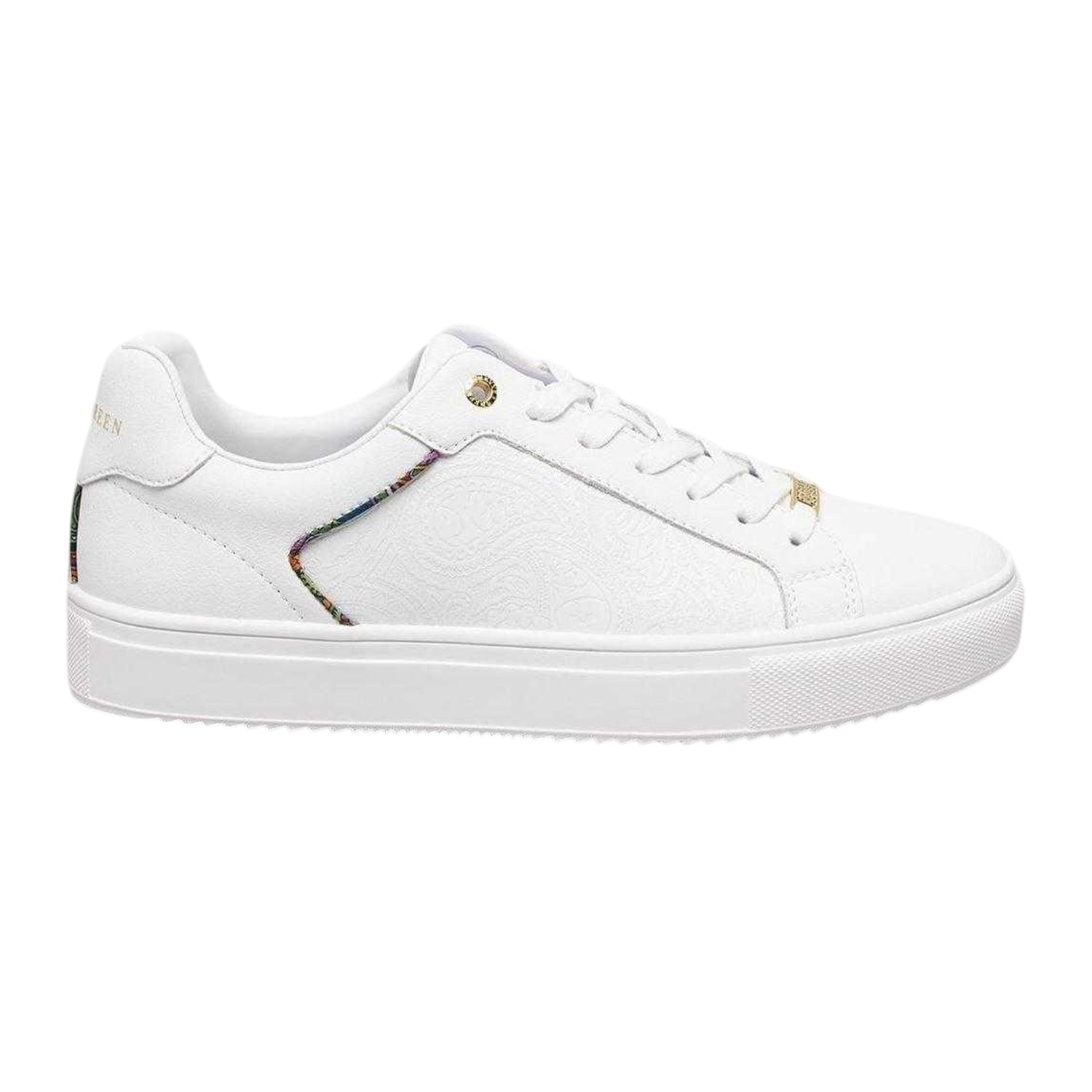 White - Front - Pretty Green Mens Cali Multi Paisley Trainers