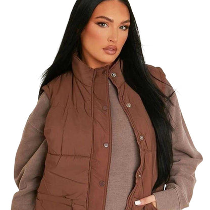 Chocolate - Back - Missy Empire Womens-Ladies Quilted Sleeveless Gilet