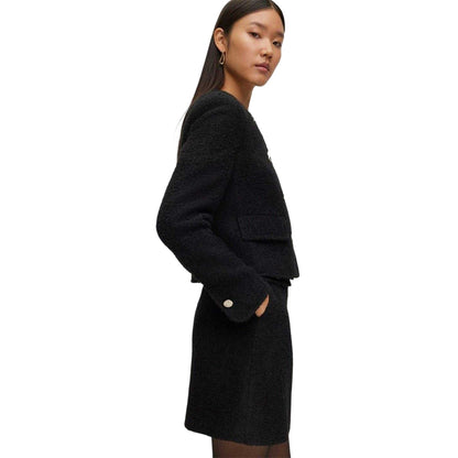 Black - Lifestyle - Boss Womens-Ladies Textured Button Suit Jacket