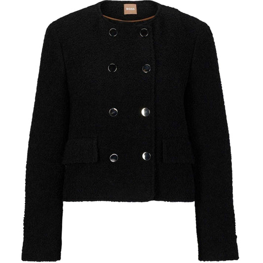 Black - Front - Boss Womens-Ladies Textured Button Suit Jacket