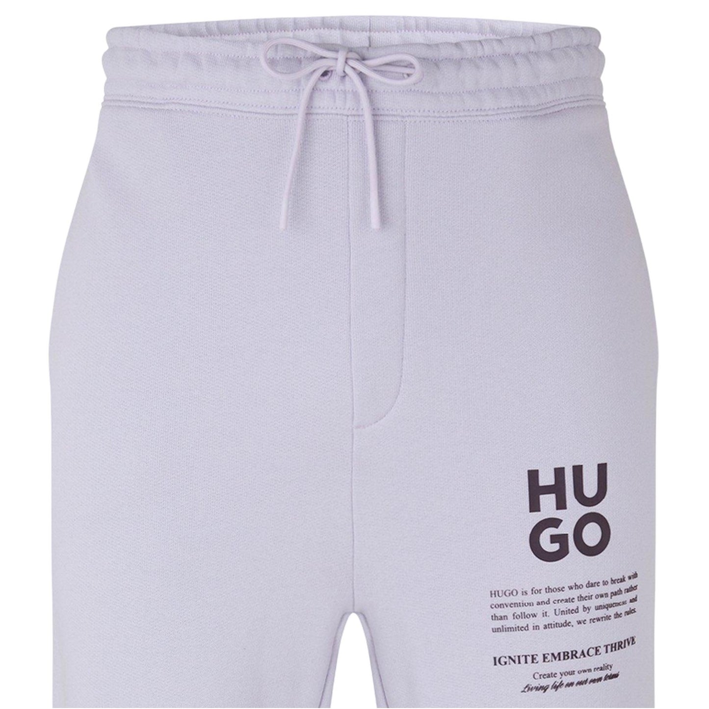 Light Purple - Side - Hugo Mens Dapurlonga Logo Relaxed Fit Joggers