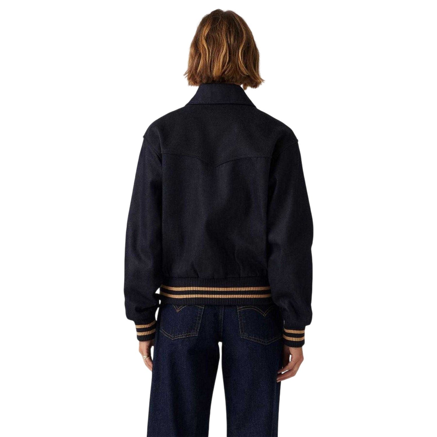 Blue - Back - Levis Womens-Ladies Lennox Snap-Front Varsity Jacket