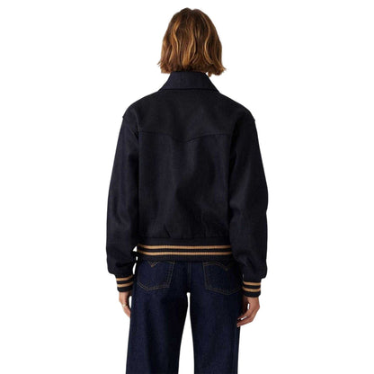Blue - Back - Levis Womens-Ladies Lennox Snap-Front Varsity Jacket