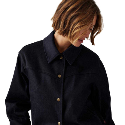 Blue - Side - Levis Womens-Ladies Lennox Snap-Front Varsity Jacket