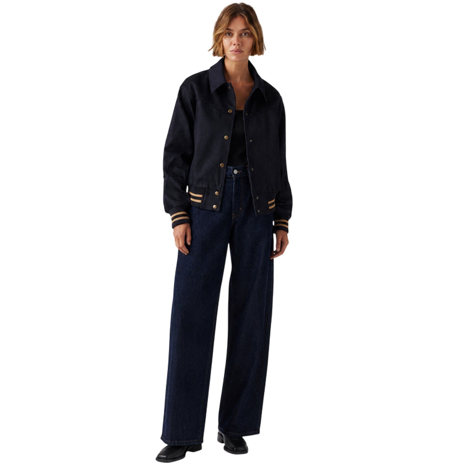 Blue - Lifestyle - Levis Womens-Ladies Lennox Snap-Front Varsity Jacket