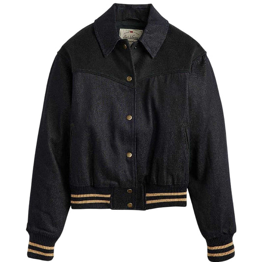 Blue - Front - Levis Womens-Ladies Lennox Snap-Front Varsity Jacket