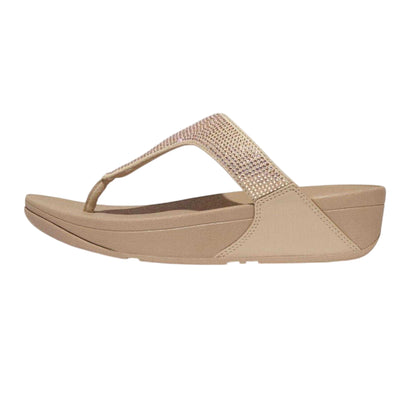 Beige - Back - Fit Flop Womens-Ladies Lulu Crystal Microfibre Casual Wedge Sandals