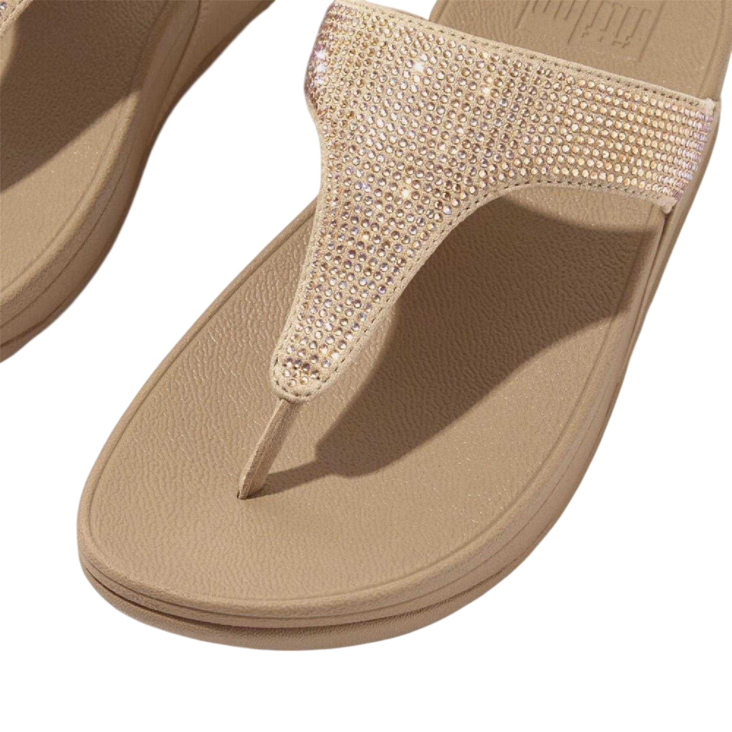 Beige - Side - Fit Flop Womens-Ladies Lulu Crystal Microfibre Casual Wedge Sandals