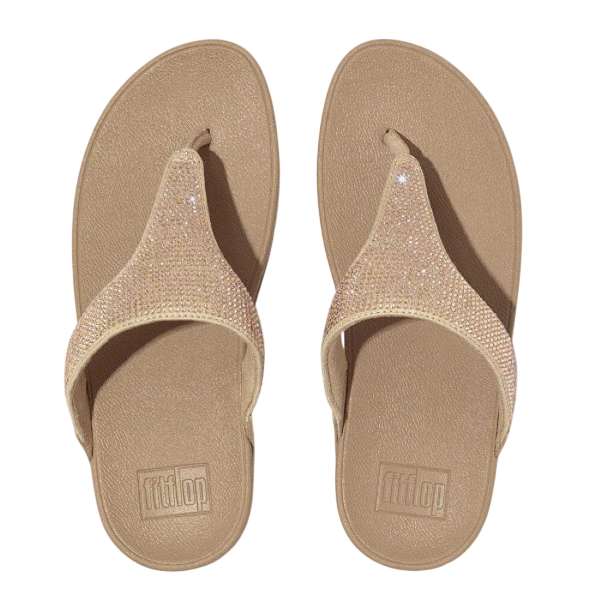 Beige - Lifestyle - Fit Flop Womens-Ladies Lulu Crystal Microfibre Casual Wedge Sandals