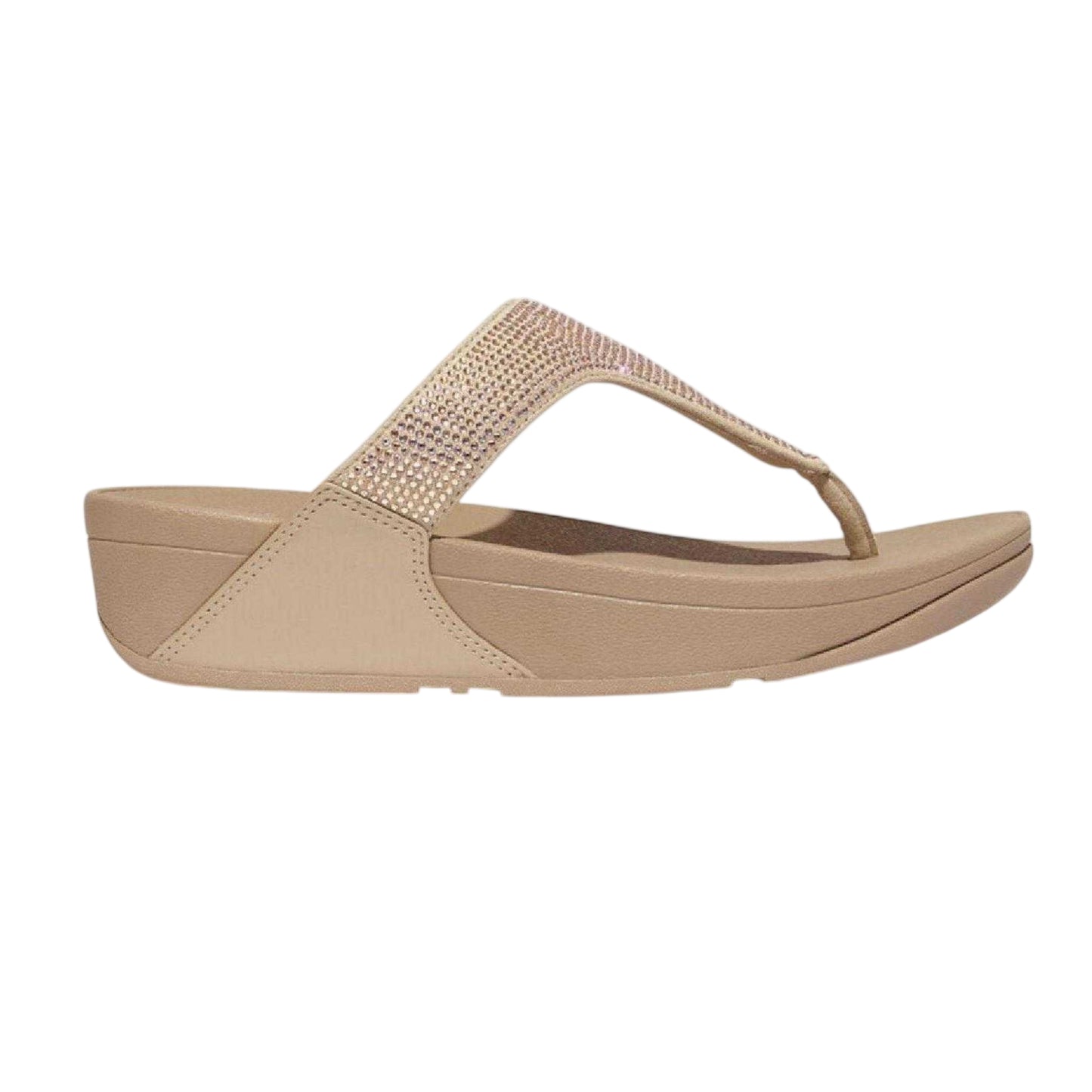 Beige - Front - Fit Flop Womens-Ladies Lulu Crystal Microfibre Casual Wedge Sandals