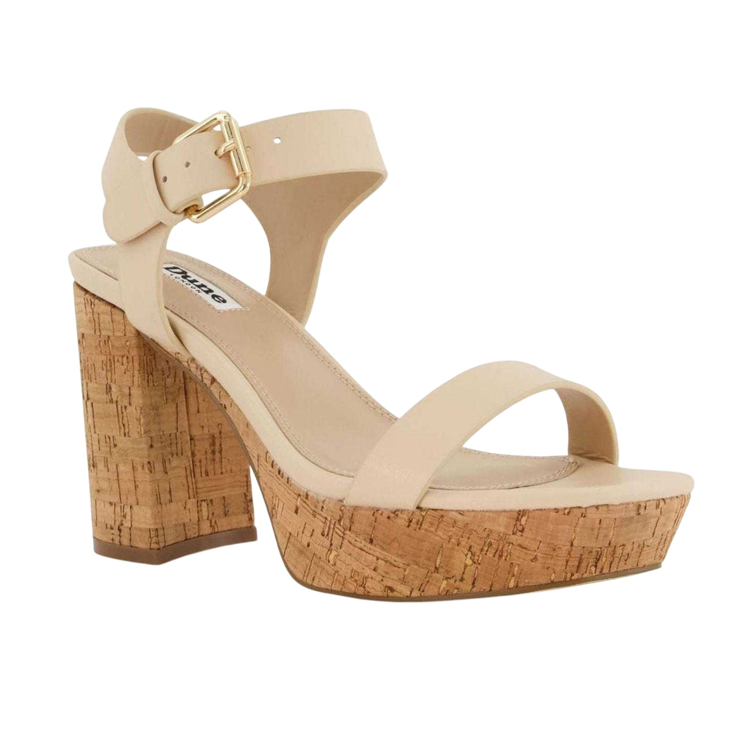 Ecru - Back - Dune London Womens-Ladies Jarell Leather Platform Block Sandals