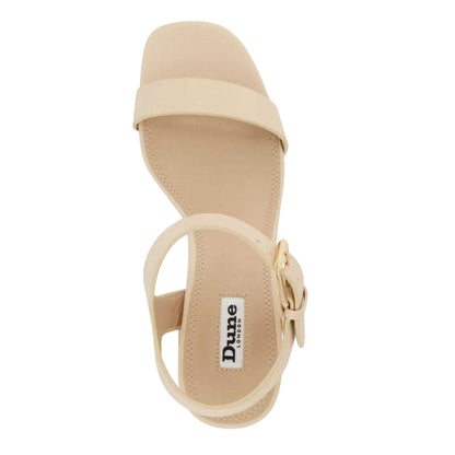 Ecru - Side - Dune London Womens-Ladies Jarell Leather Platform Block Sandals