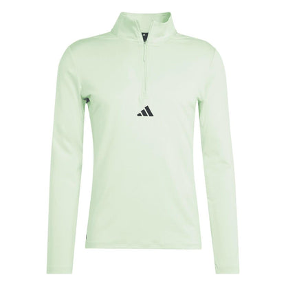 Green-Black - Front - Adidas Mens Quarter Zip Workout Track Top