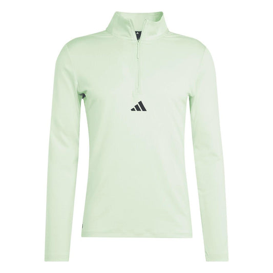 Green-Black - Front - Adidas Mens Quarter Zip Workout Track Top