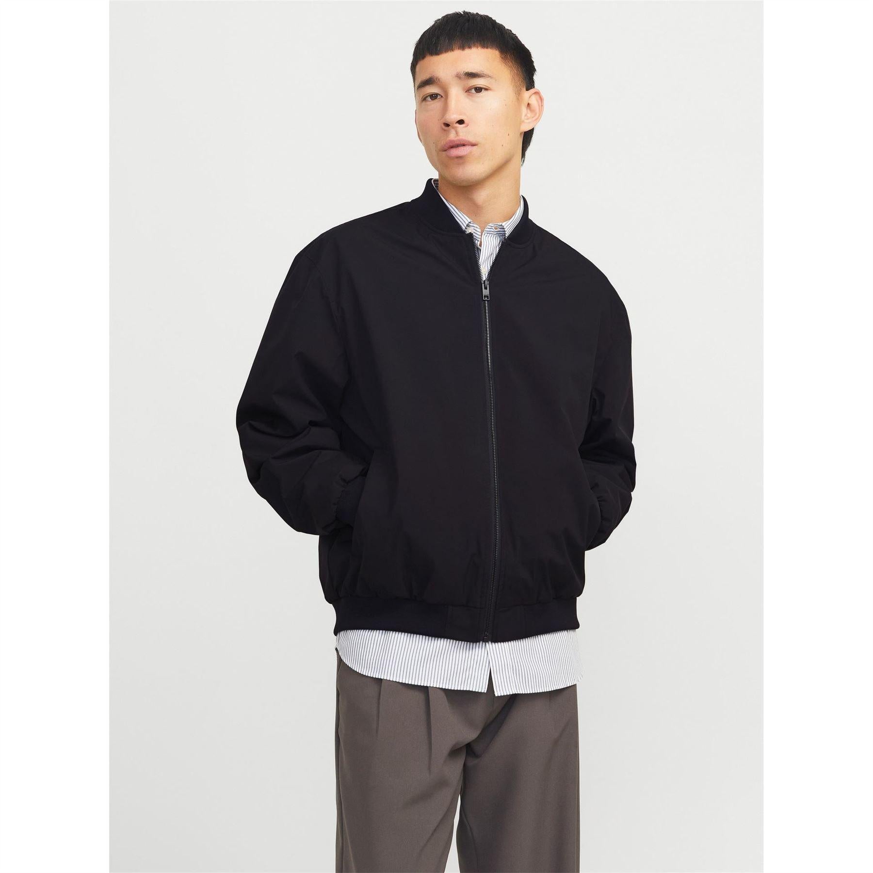Black - Front - Jack And Jones Mens Bomber Jacket