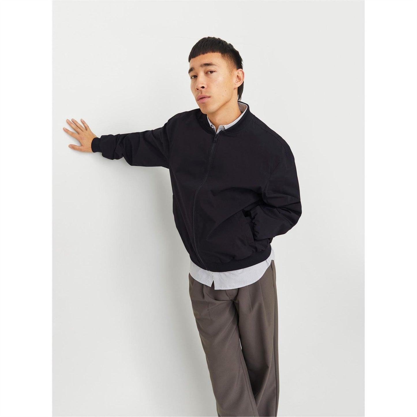 Black - Back - Jack And Jones Mens Bomber Jacket