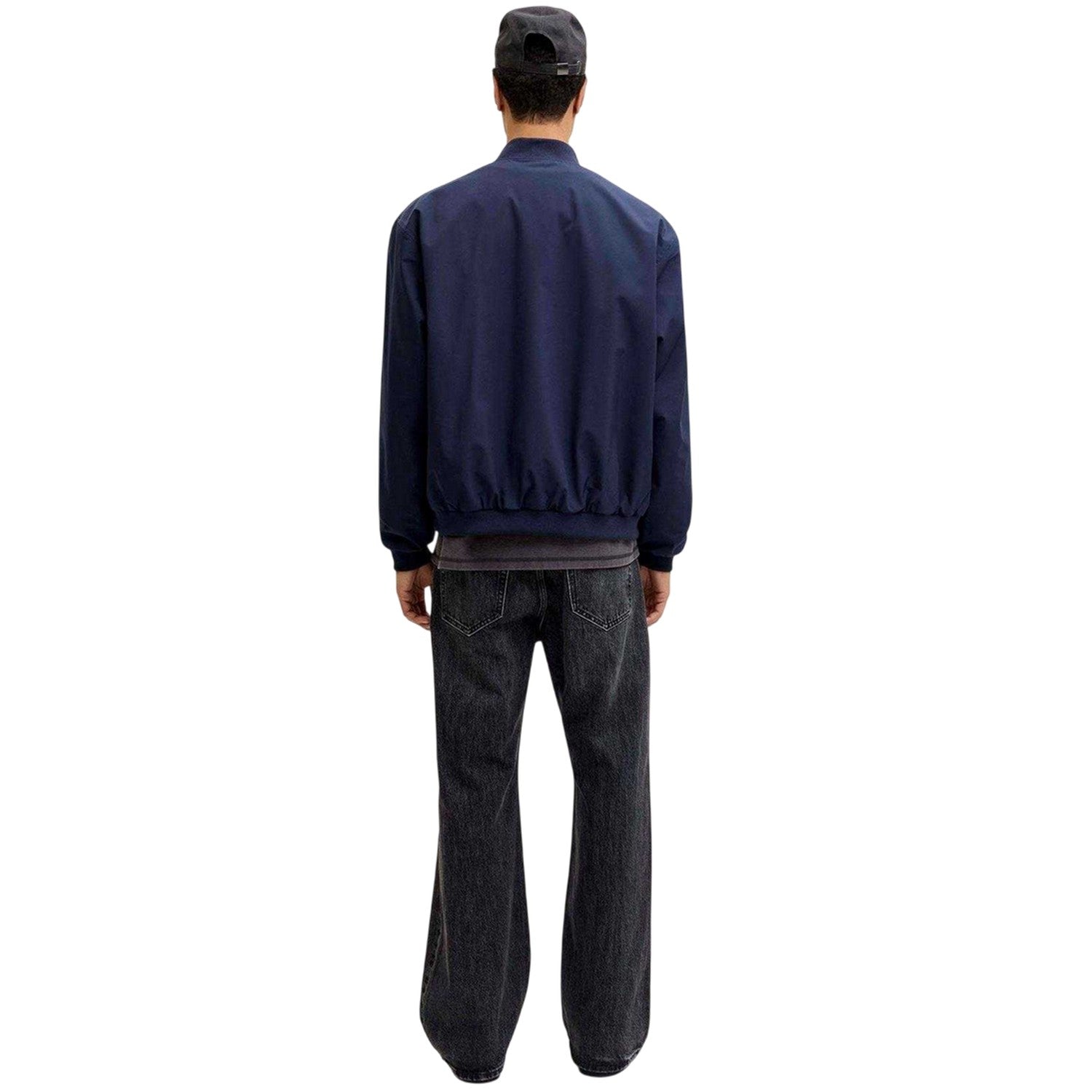 Navy Blazer - Back - Jack And Jones Mens Bomber Jacket