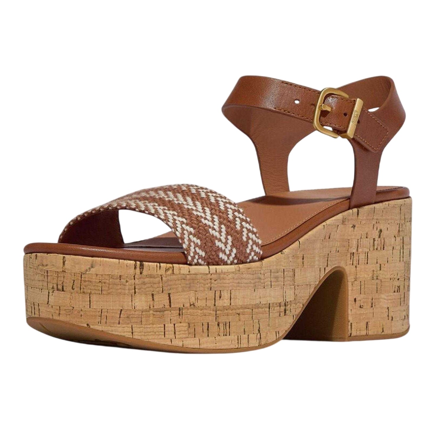 Tan - Pack Shot - FitFlop Womens-Ladies Eloise Leather Platform Sandals