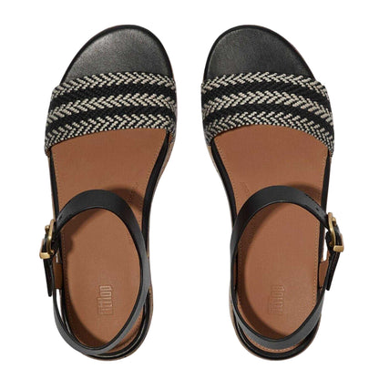 Black - Pack Shot - FitFlop Womens-Ladies Eloise Leather Platform Sandals