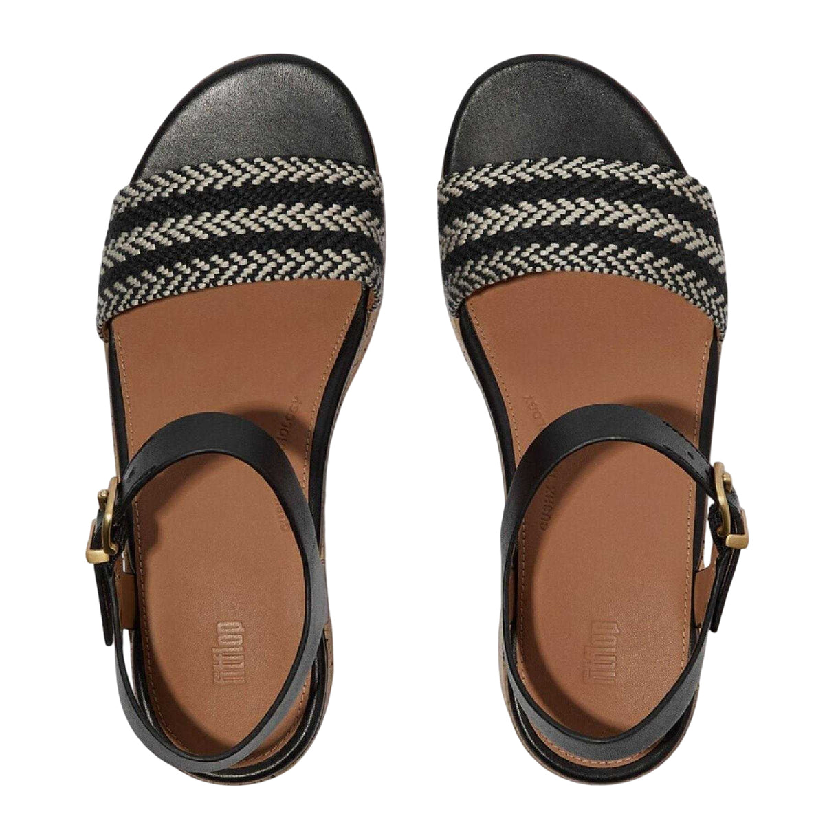 Black - Pack Shot - FitFlop Womens-Ladies Eloise Leather Platform Sandals