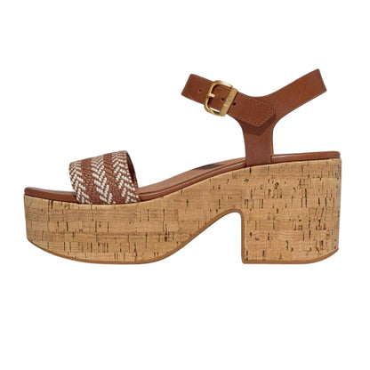 Tan - Back - FitFlop Womens-Ladies Eloise Leather Platform Sandals