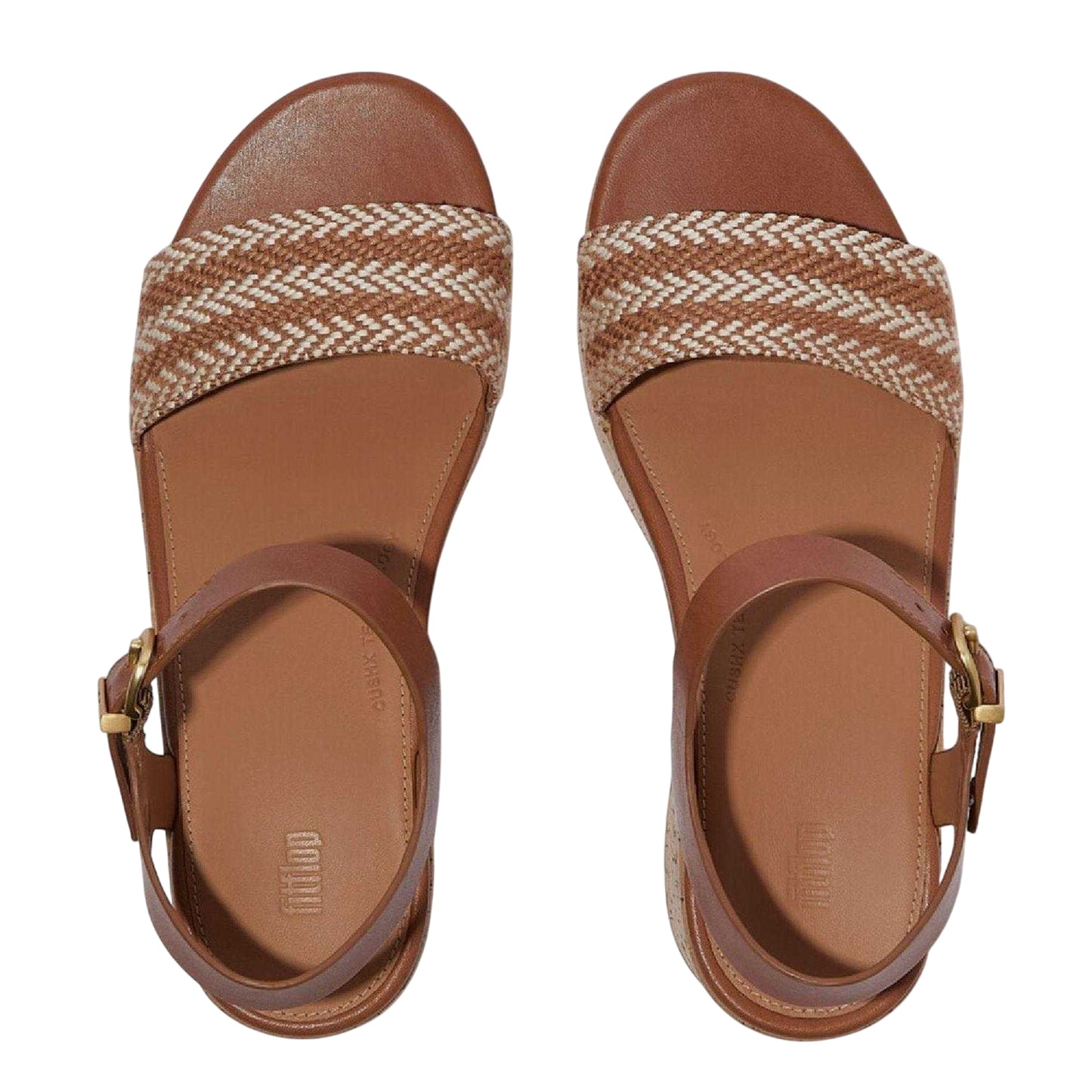 Tan - Side - FitFlop Womens-Ladies Eloise Leather Platform Sandals