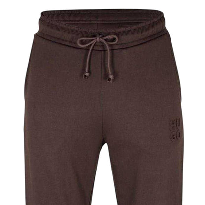 Dark Brown - Side - Hugo Mens Dchard Cotton Logo Joggers