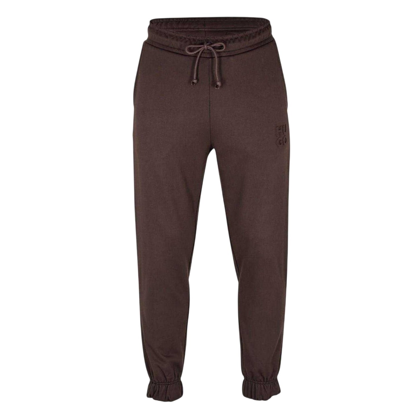 Dark Brown - Front - Hugo Mens Dchard Cotton Logo Joggers