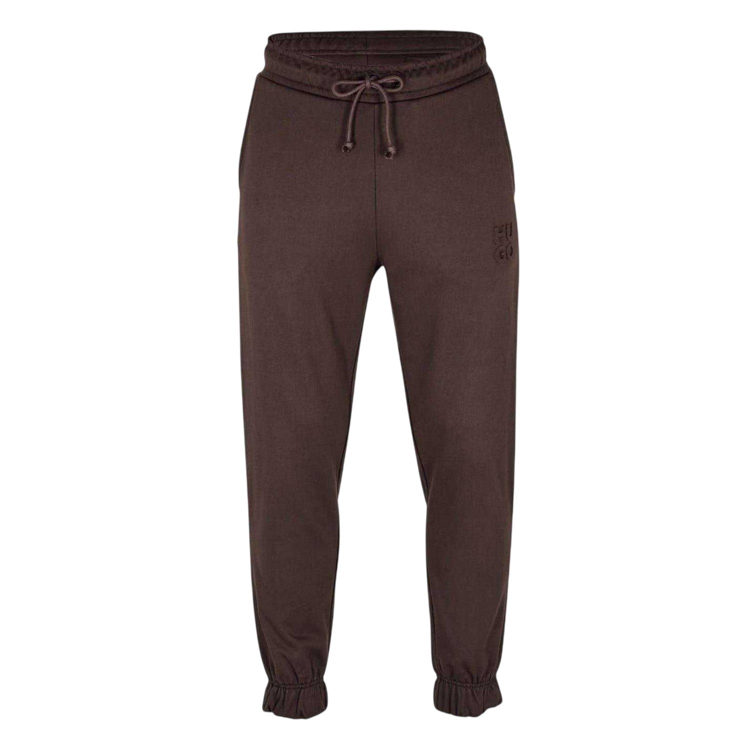 Dark Brown - Front - Hugo Mens Dchard Cotton Logo Joggers