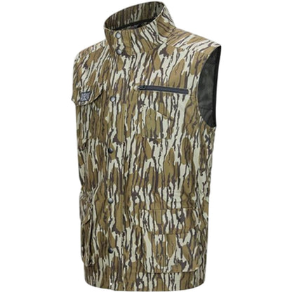 Khaki - Side - Diem Mens Camo Multi Pocket Gilet