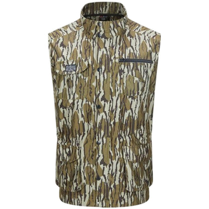 Khaki - Front - Diem Mens Camo Multi Pocket Gilet