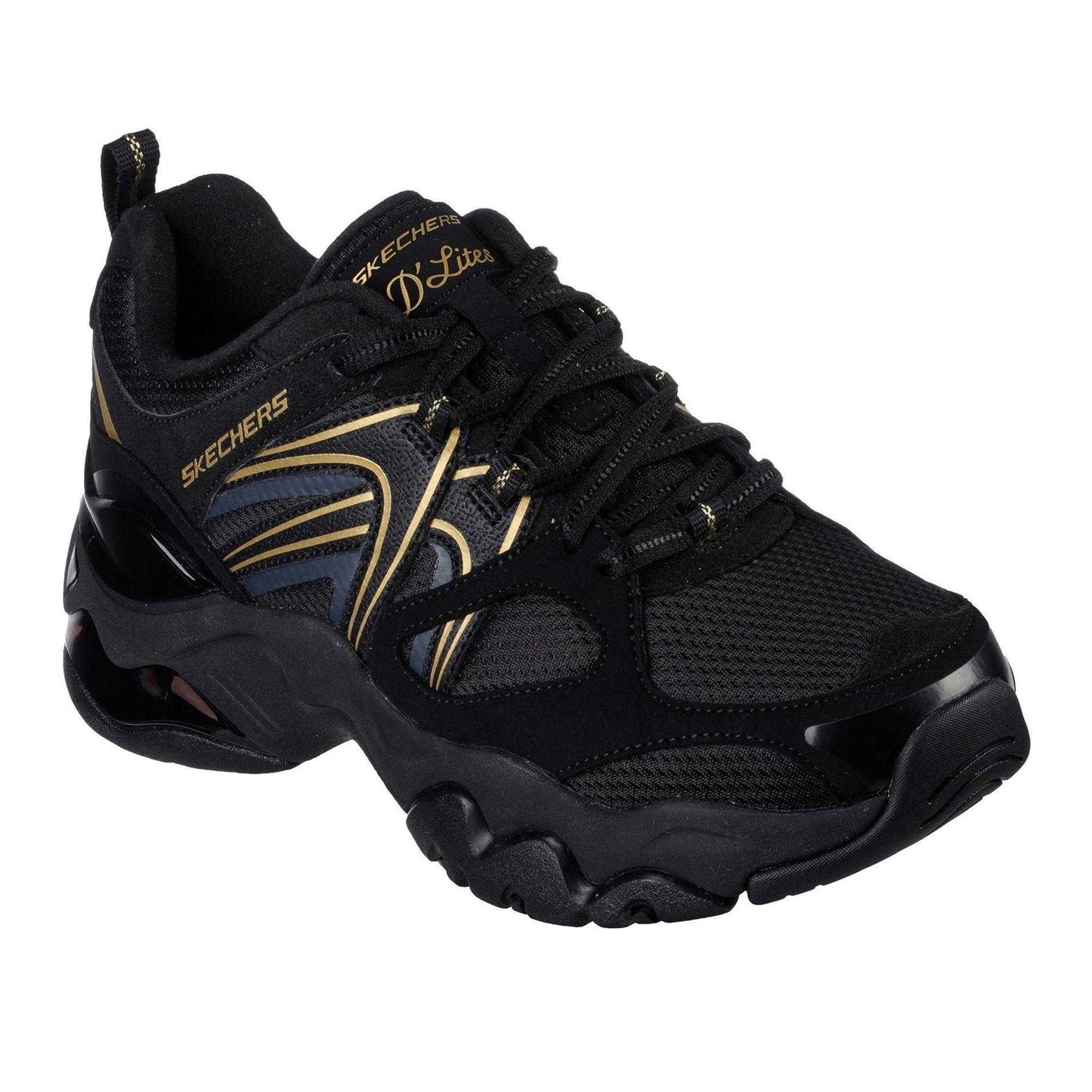 Black - Pack Shot - Skechers Womens-Ladies DLites 3.0 Air Trainers