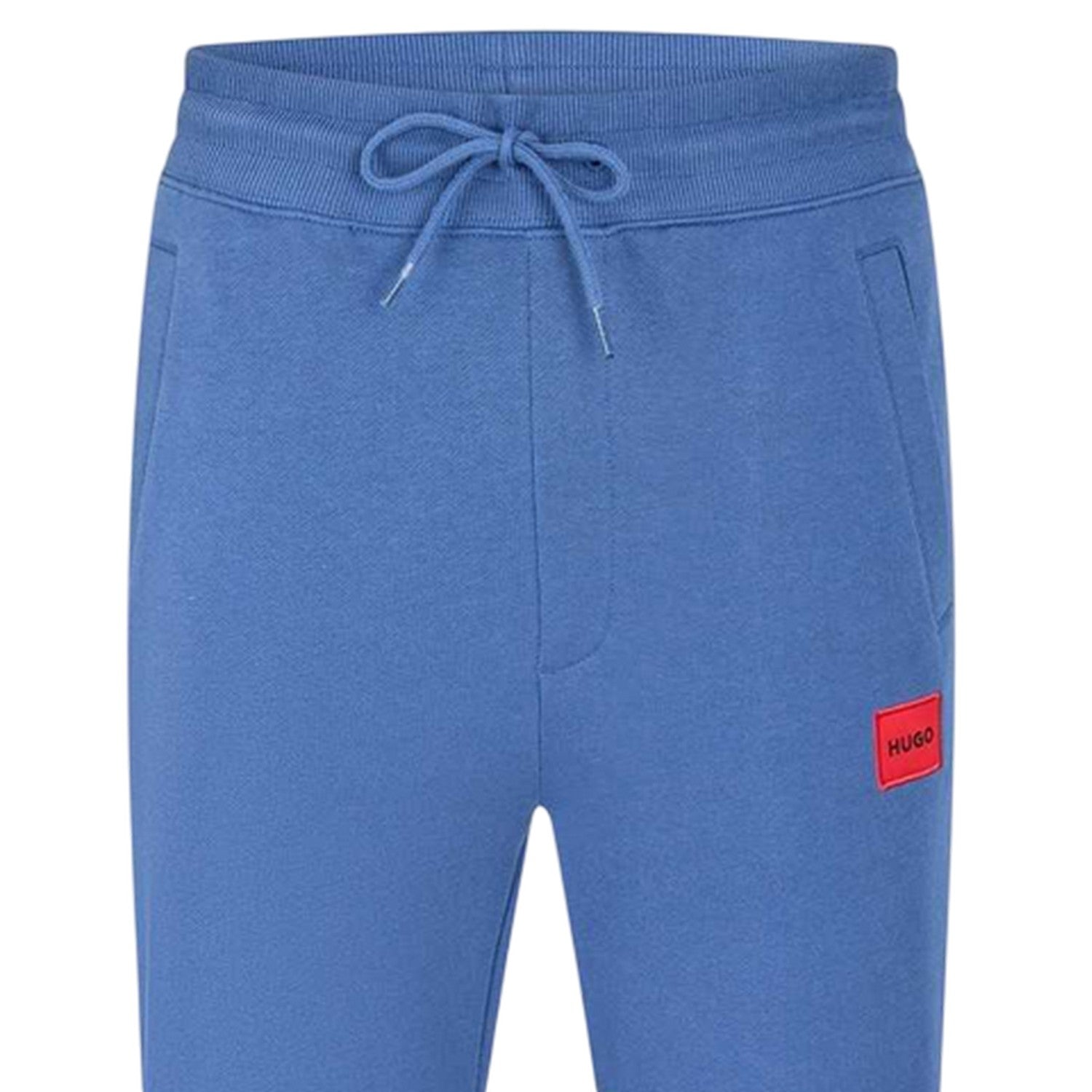 Medium Blue - Side - Hugo Mens Fleece Logo Relaxed Fit Joggers