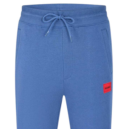 Medium Blue - Side - Hugo Mens Fleece Logo Relaxed Fit Joggers