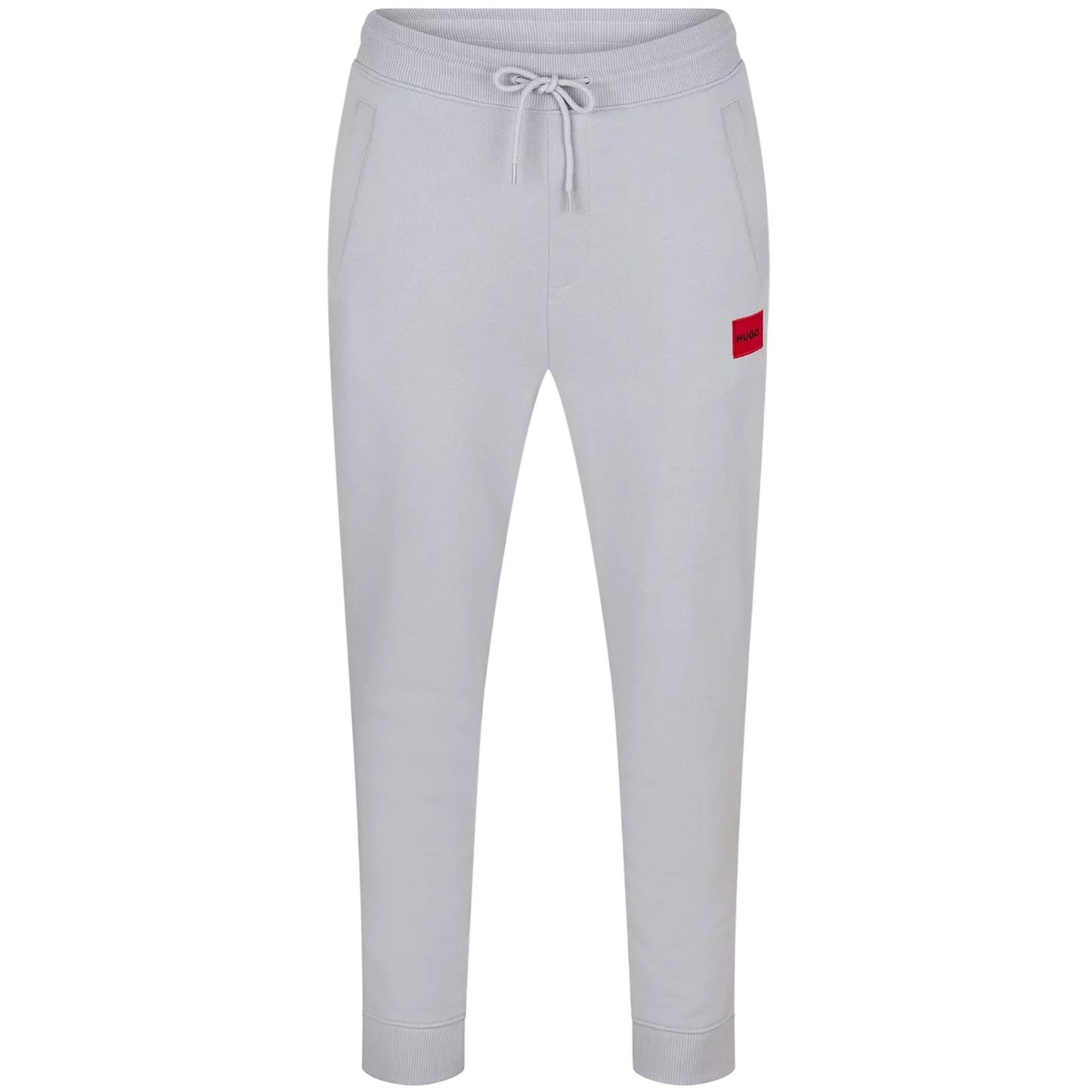 Light Grey-Pastel Grey - Front - Hugo Mens Fleece Logo Relaxed Fit Joggers