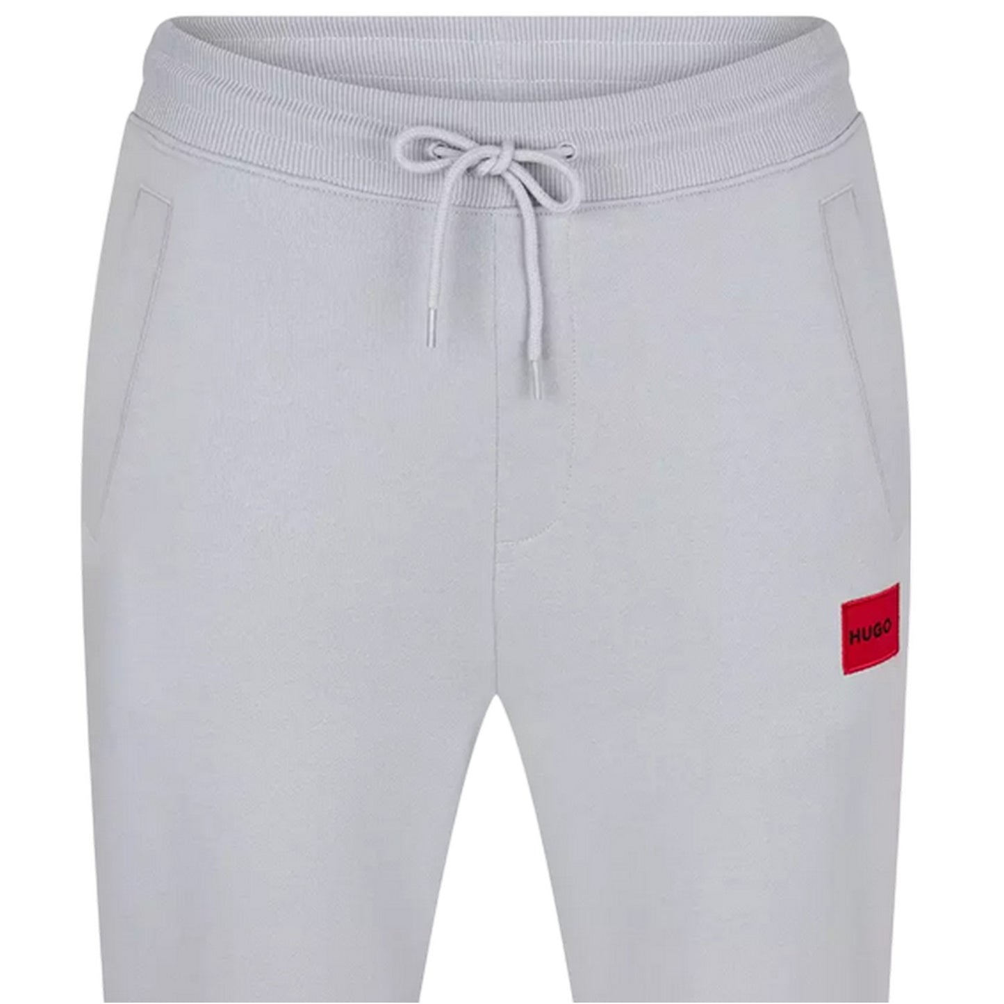 Light Grey-Pastel Grey - Side - Hugo Mens Fleece Logo Relaxed Fit Joggers